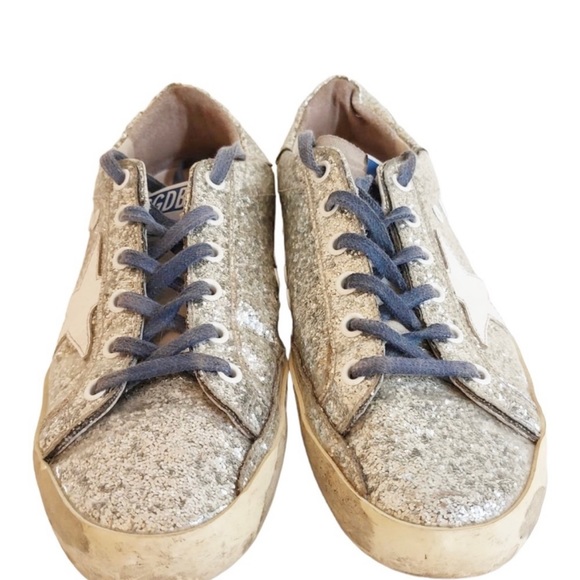 Golden Goose Superstar Blue Lace Silver Glitter Sneakers - Picture 7 of 10